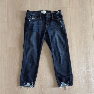 Women's Distressed Jeans in Dark Blue